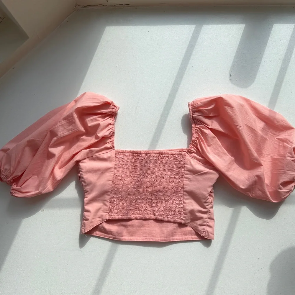 Abercrombie & Fitch Cropped Puff Short Sleeve Top Extra Small XS